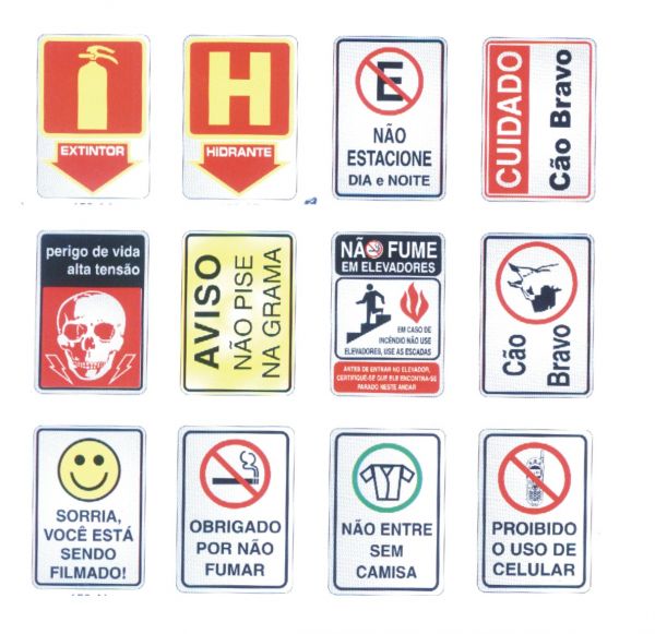 PLACAS DE SINALIZAÇÃO PVC ALUMINIO VIDRO