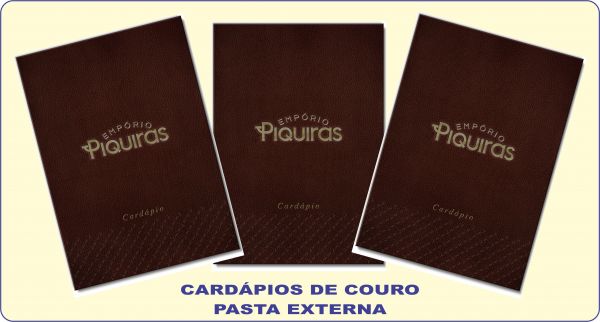 CARDÁPIOS DE COURO COM PASTAS EXTERNAS